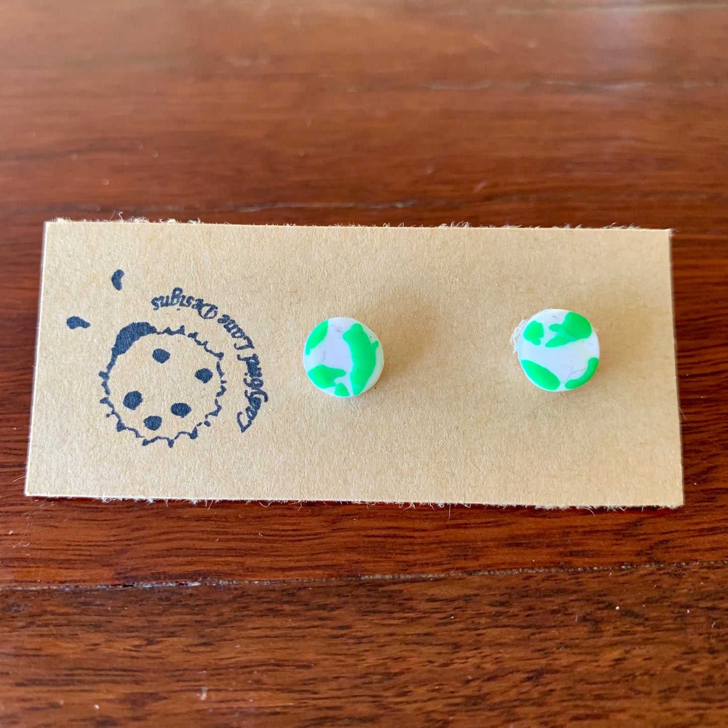 Cow Print Studs Green - Mini Circle