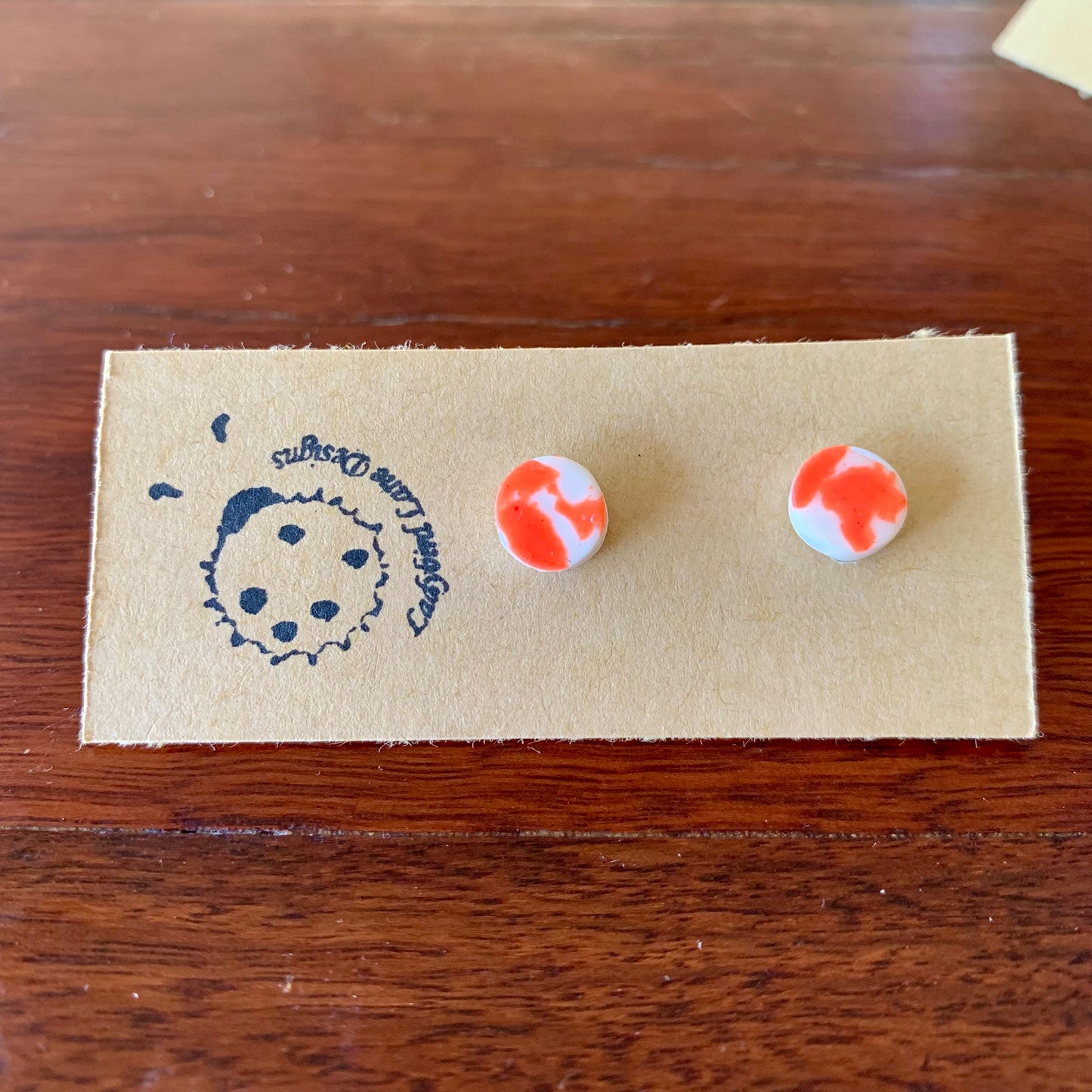 Cow Print Studs Orange - Mini Circle
