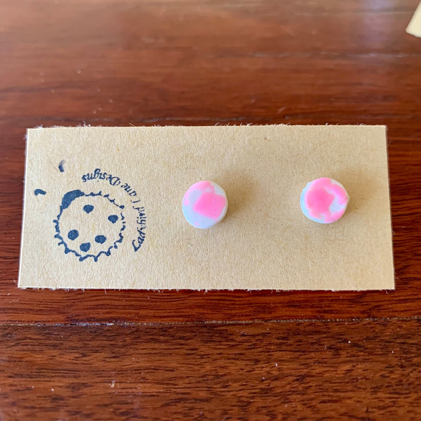 Cow Print Studs Pink - Mini Circle