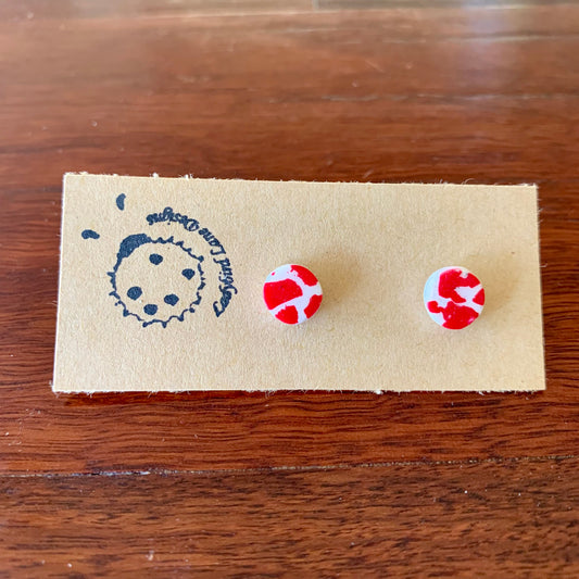 Cow Print Studs Red - Mini Circle