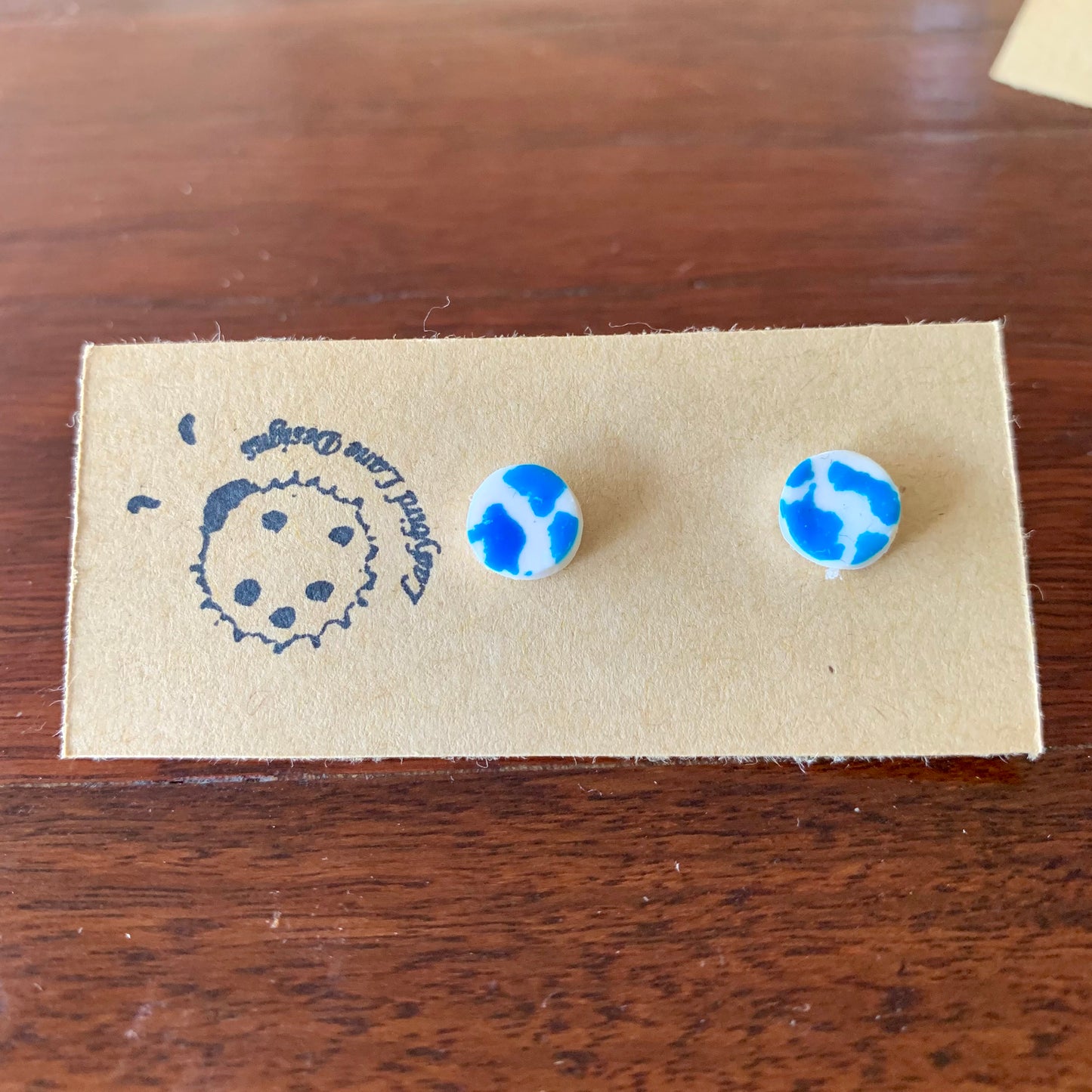 Cow Print Studs Blue - Mini Circle