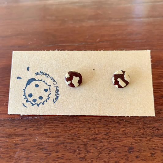 Cow Print Studs Coffee 1 - Mini Circle