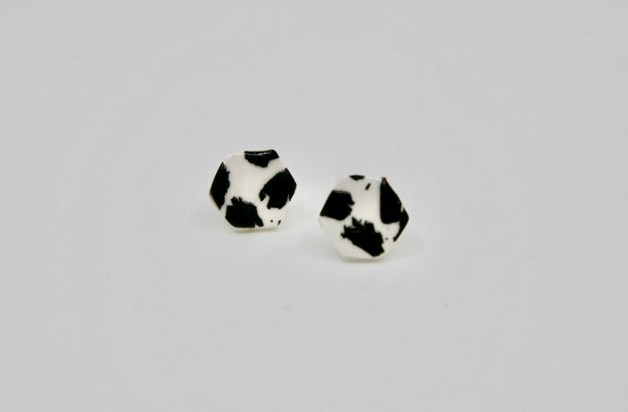 Cow Print Studs 2 - Hexagon