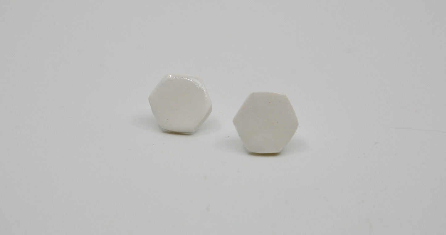 White Studs - Hexagon