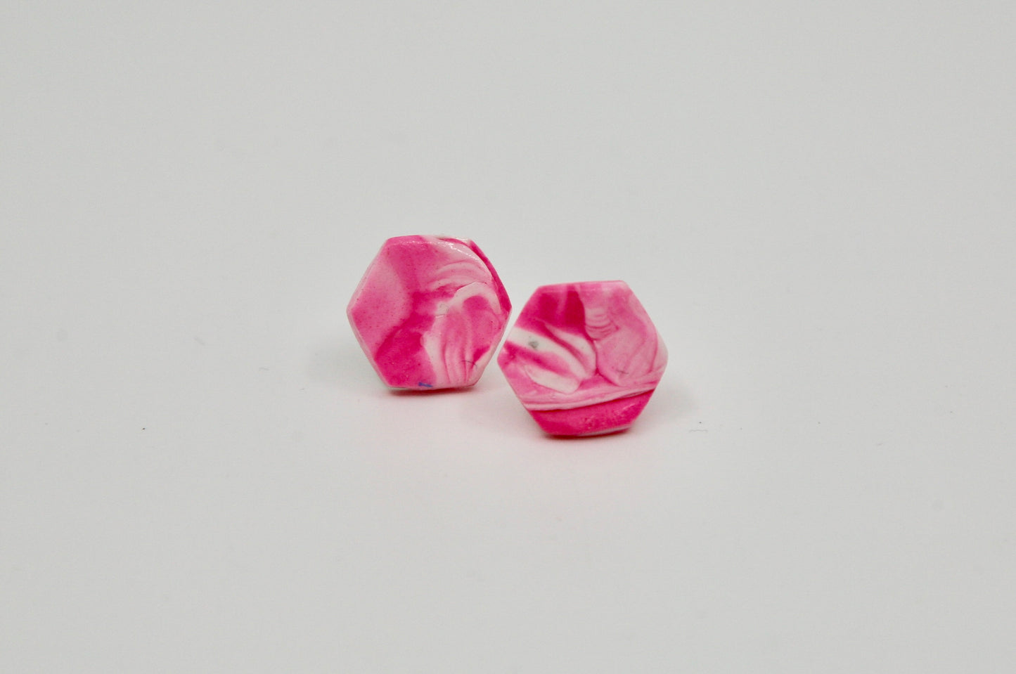 Marbled Barbie Studs - Hexagon