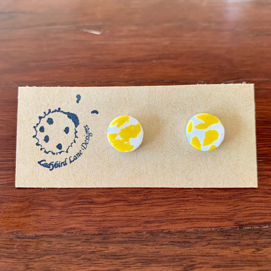 Cow Print Studs Yellow - Circle