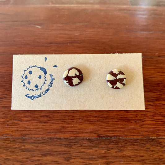 Cow Print Studs Coffee 1 - Circle