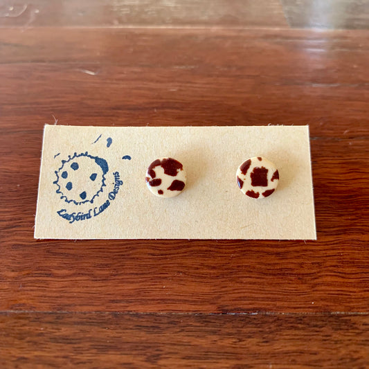 Cow Print Studs Coffee 2 - Circle